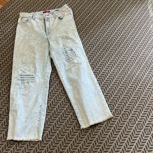 Guess Crop Wide Leg White Wash Jeans